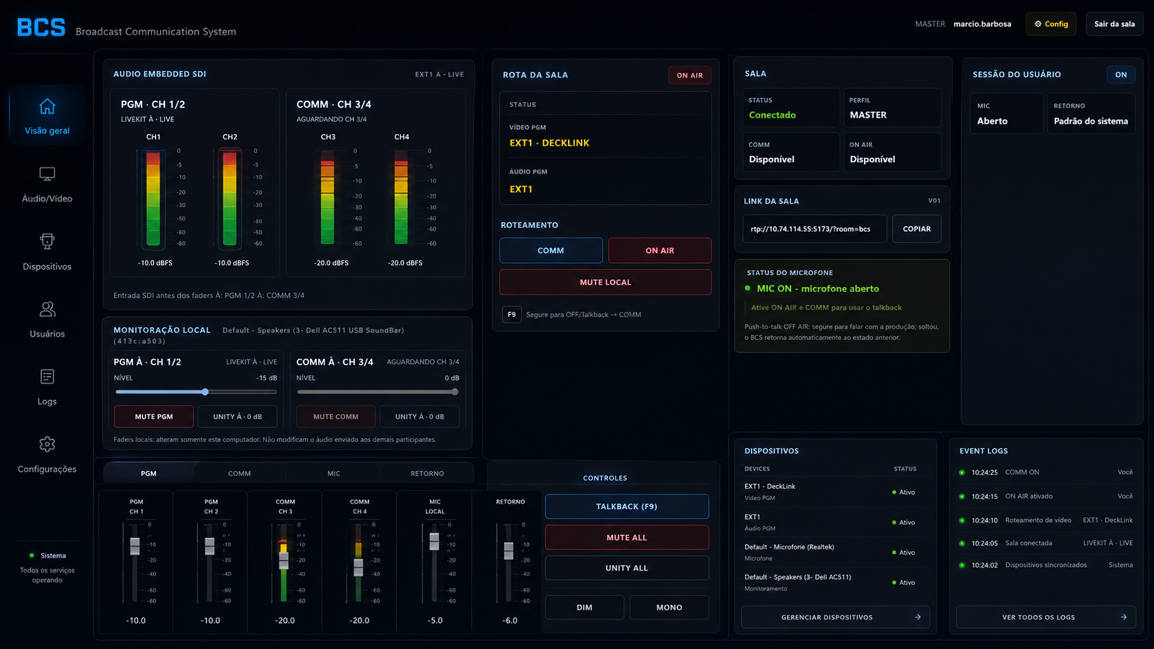 BCS operational interface